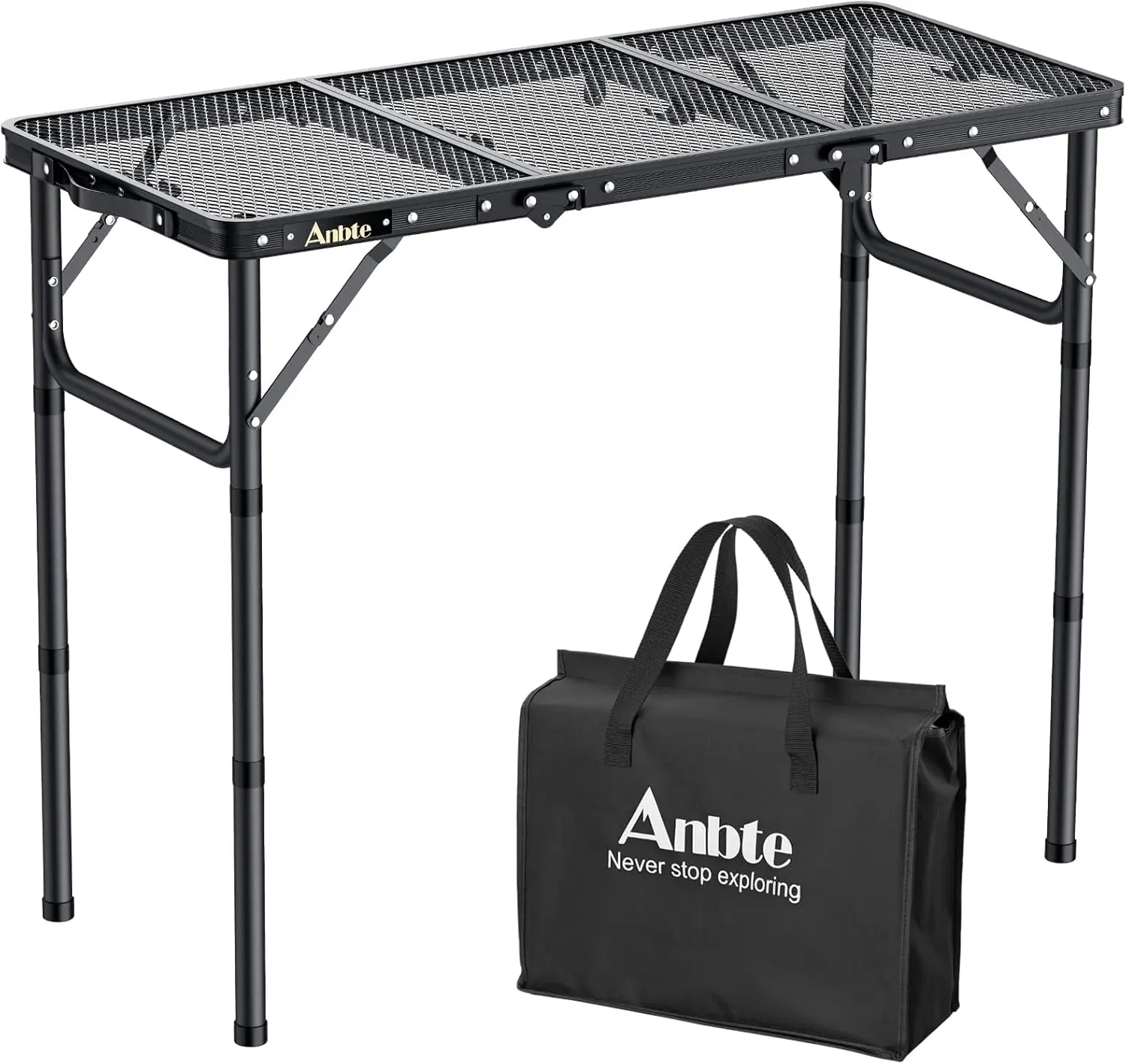 

Складной стол-гриль, алюминий, регулируемая высота 27,5 дюймов, портативный, 35 x 16 дюймов, черный