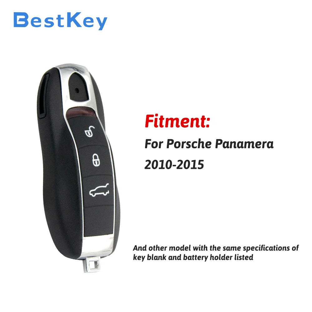 Best Key Remote Fob Replacement Shell 3 Button Empty Smart Housing FCC KR55WK50136 for Porsche Panamera 2010‑2015