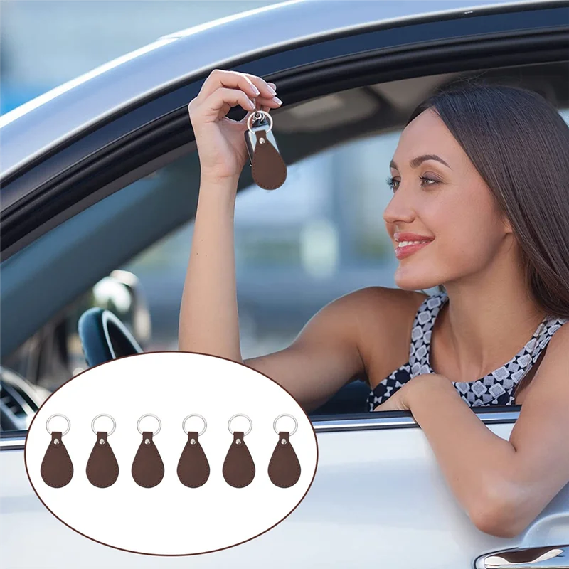 

Leather Key Fob Kit For DIY Craft PU Leather Key Fobs Blanks For Laser Engraving Keychain Making Leather Working Brown