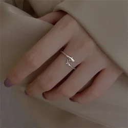 Simple Silver Color Dolphin Adjustable Cuff Ring Personalized Alloy Fish Tail Ring For Women Fashion Jewelry Trendy Accessories