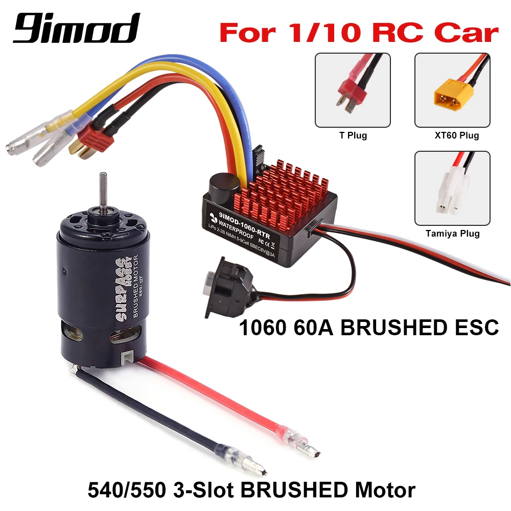 9IMOD RC Bürstenmotor ESC Combo 1060 RTR 60A ESC Wasserdicht mit 540/550 Motor für 1/10