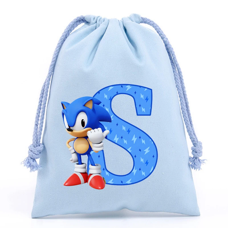 New Sonics Drawstring Bags Children Handbag Cartoon English Letters Printed Bags Drawstring Storage Bag Kids Birthday Gifts