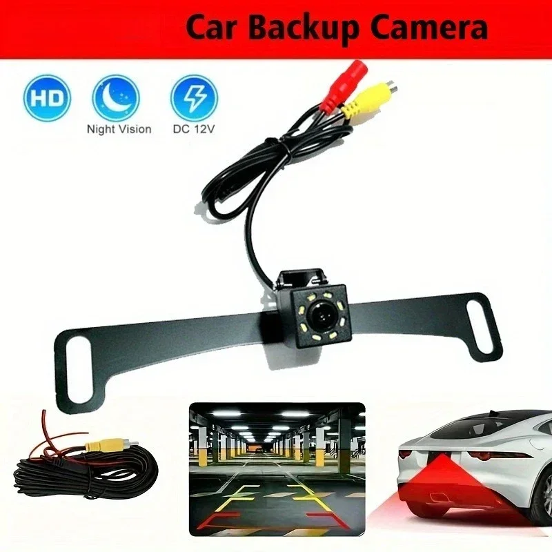 Car Backup Camera System, equipped with 8 LED lights and high-definition night vision function, for pickup trucks, SUV, RV van