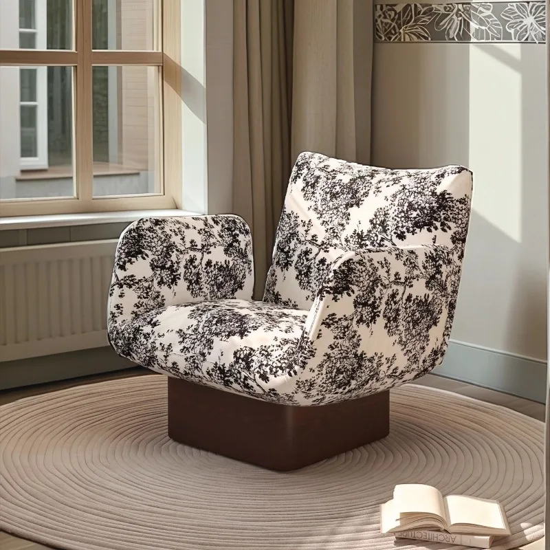 Medieval sitting area reception wabi sabi single sofa chair solid wood living room retro recliner