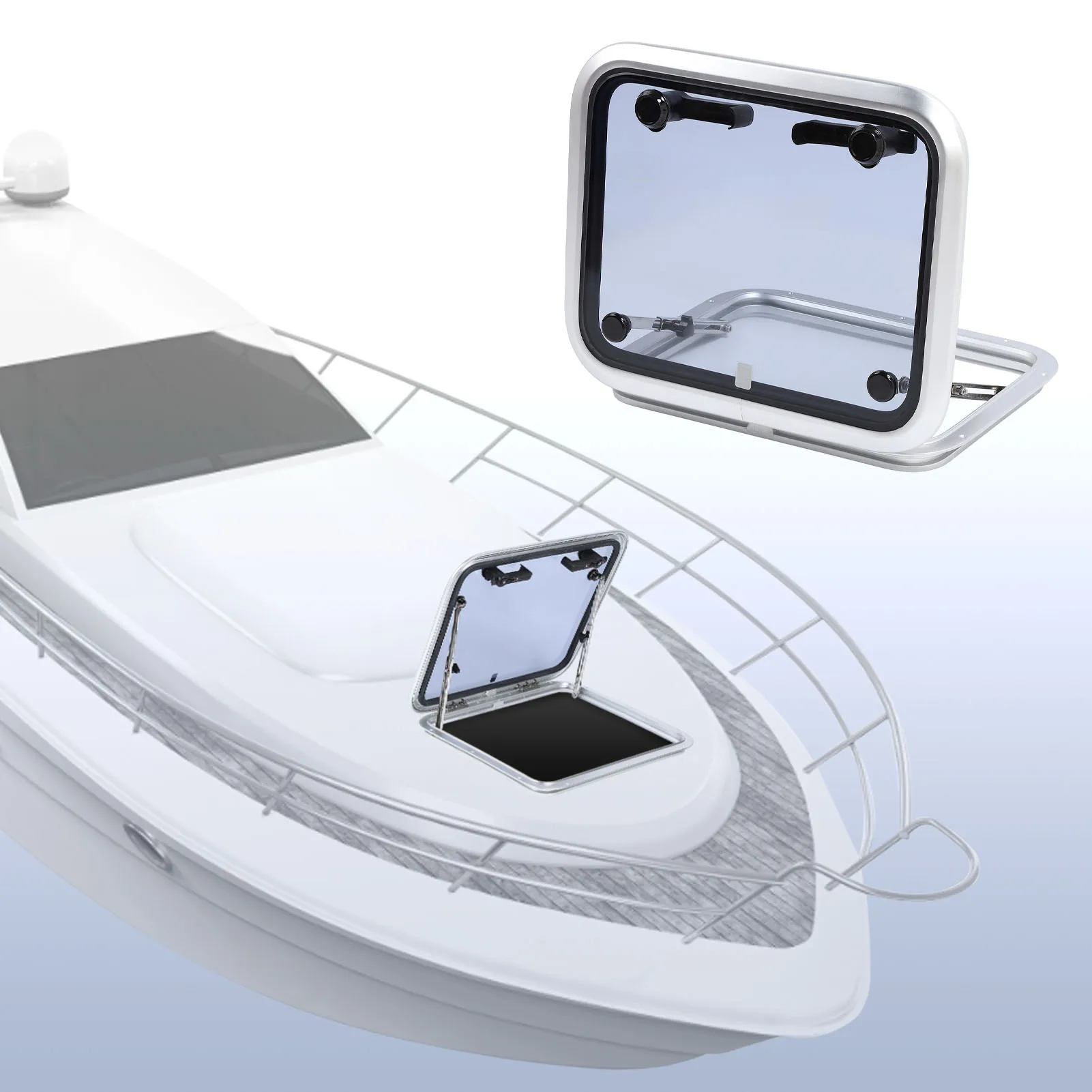 

Marine Deck Hatch Window Boat Deck Hatch Window Clear Vision 17 X 21in Heavy Duty Aluminum Alloy Push Out Design for RV
