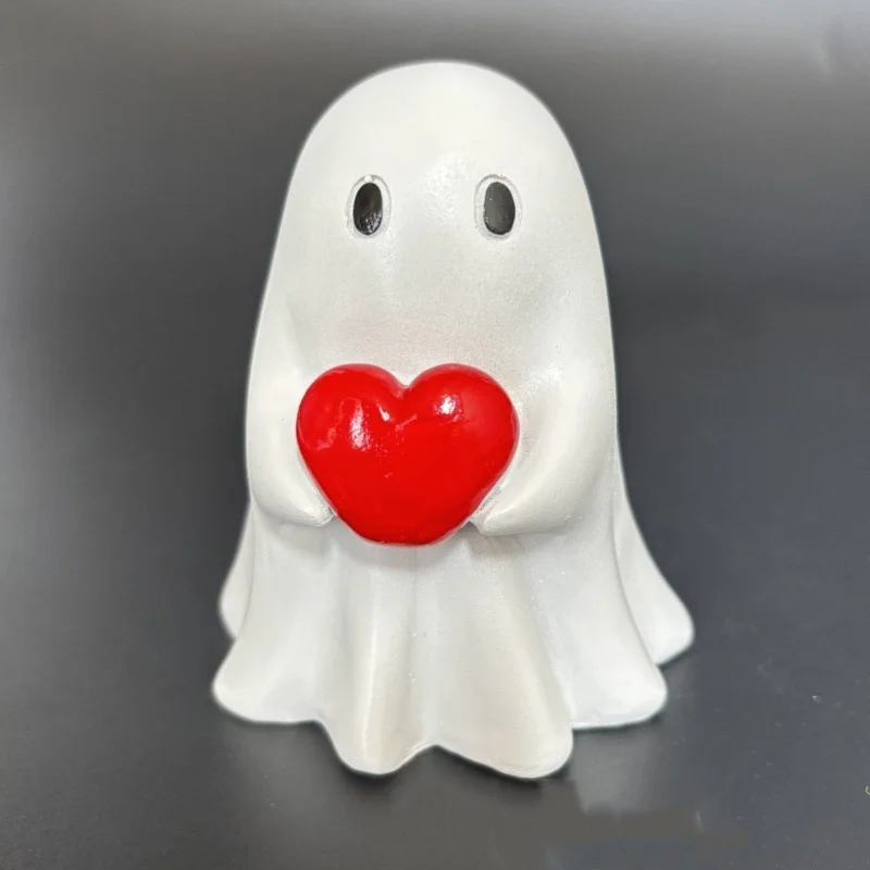 1 Piece Set of Two Styles: Middle Finger Ghost and Heart Ghost Ornaments, Cute White Ghost Party Decorations, Garden Ornaments, Study Desk Decorations, Small Ornaments, Car Ornaments