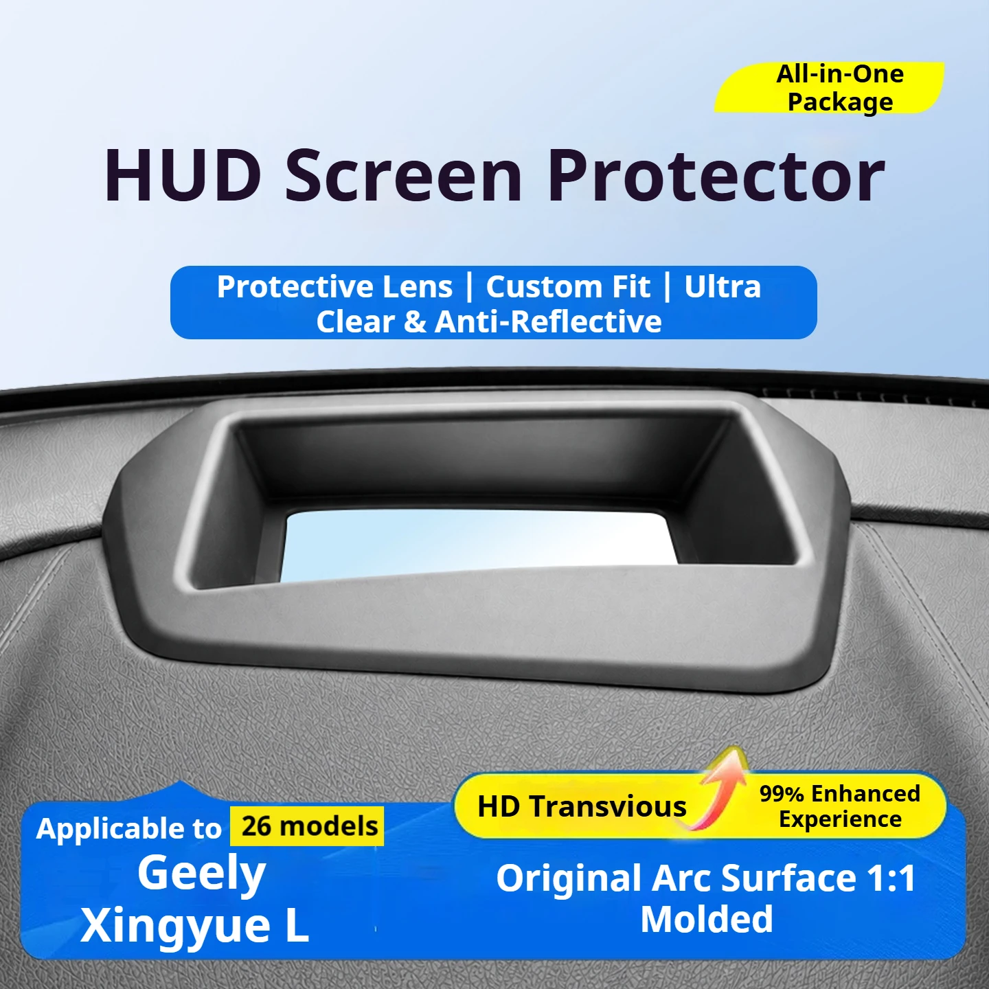 For Geely Xingyue L 2026 HUD Lens Cover Curved Inset 1:1 Vehicle Fit No Reflection Car Parts