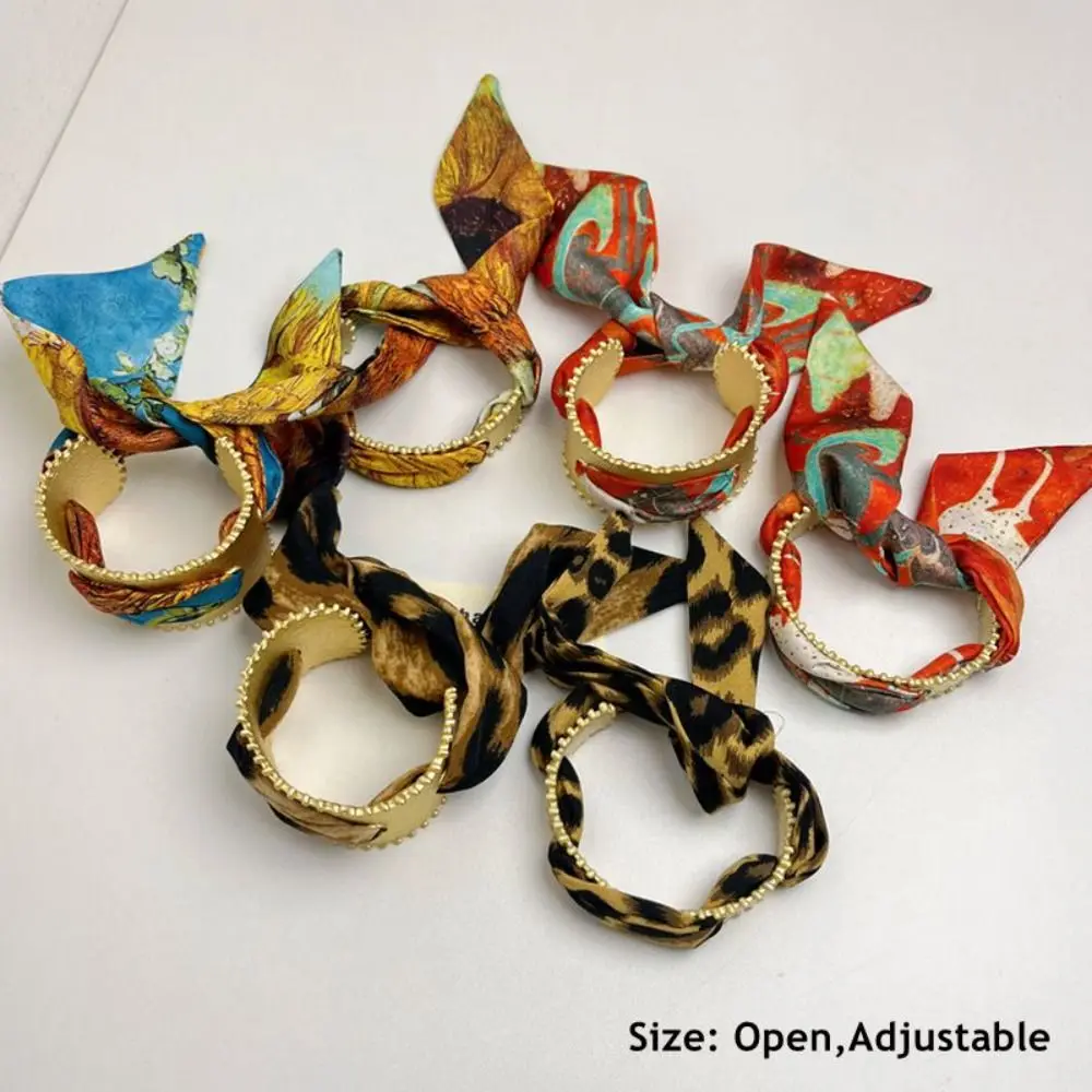 다채로운 실크 스카프 팔찌 빈티지 쥬얼리 액세서리 커프 팔찌 보헤미안 속이 빈 무광택 커프 팔찌