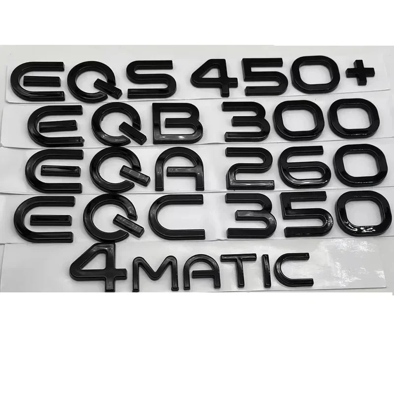 Black Silver Trunk Letters for Mercedes Benz New Energy EQA260 EQB300 EQC350 EQS450+ EQE350 EQE53 EQS53 4MATIC Emblems Nameplate