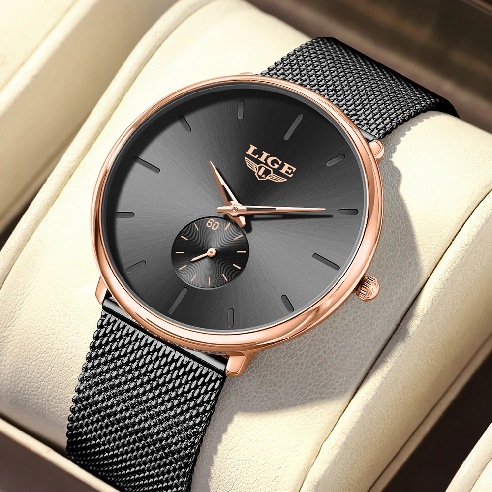 2026 LIGE موضة ساعات رجالي العلامة التجارية الفاخرة ساعة كوارتز الرجال عادية سليم شبكة الصلب مقاوم للماء ساعة رياضية Relogio Masculino