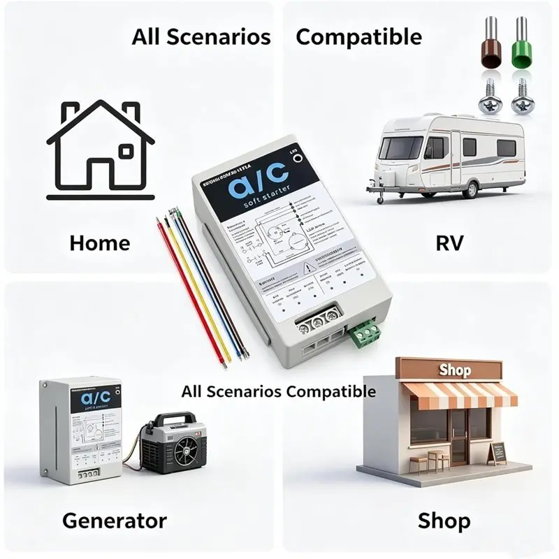 New Arrivals-AC Soft Start Kit For 1.75-3.5 Ton 230V HVAC Air Conditioners- 08 To 16A, Includes Reverse Motor Protection, For Ho