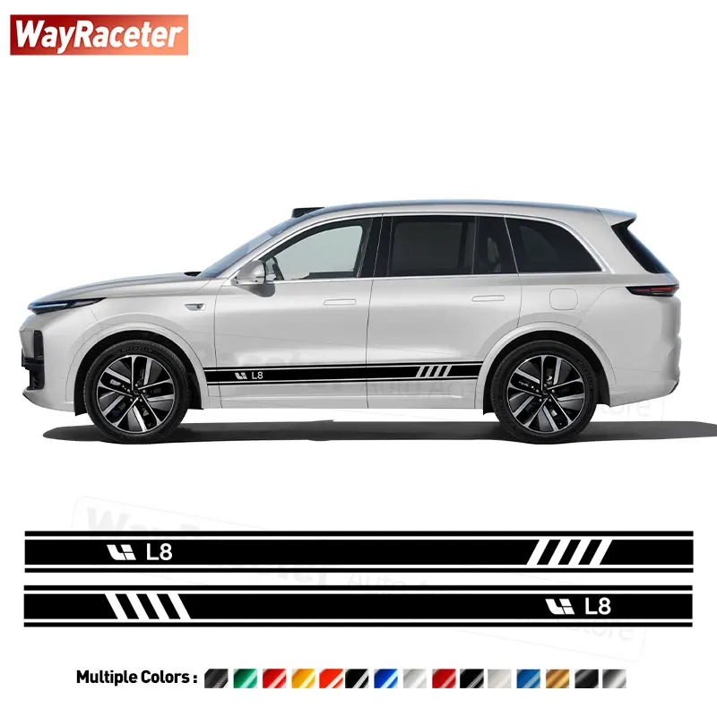 2 Pcs Door Side Stripes Sticker Creative Decoration Carbon Fiber Vinyl Decal For Li Auto Lixiang L8 2023 2024 Accessories