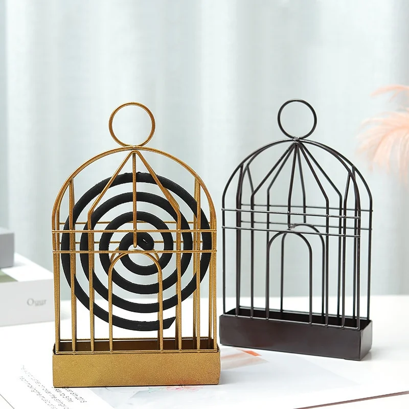 Portable Metal Mosquito Coil Holder Incense Holder Retro Incense Coil Burner, Hanging Bird Cage Outdoor Home Garden Decor