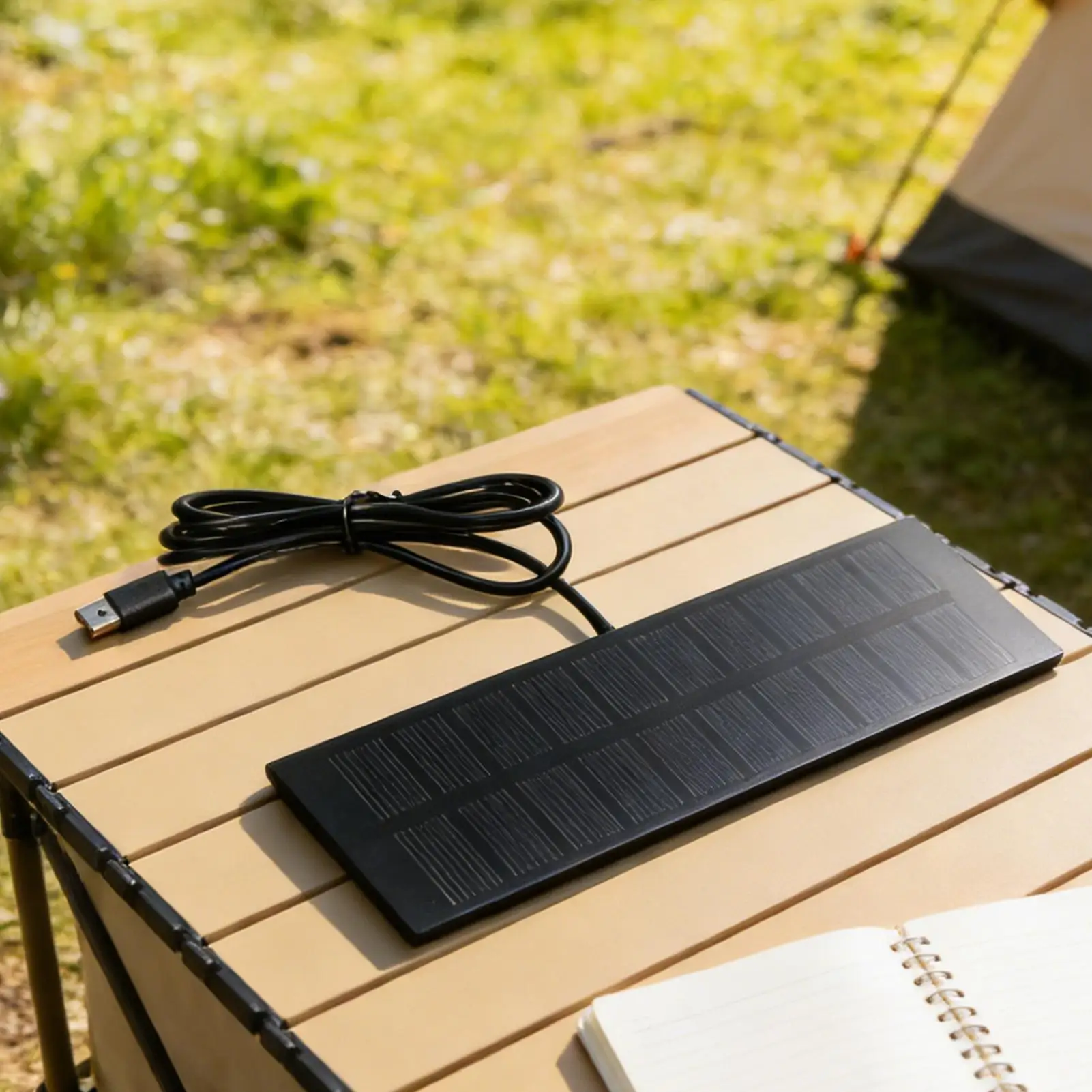 5W 5V Solar Panels Portable Type-C Fast Charging Battery Pack, D ual USB Solar Plate Charger For Camping Hiking Outdoor Travel