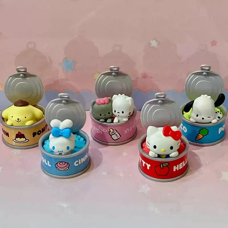New Product In Stock Kt Cat Canned Food Blind Box Design Cute Pudding Dog Cinnamoroll Desktop Ornament Collectable Toy Gift