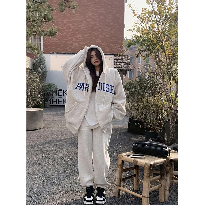 MEXZT Streetwear Zip Up Hoodies Women Oversized Letter Print Sweatshirt Autumn Winter Harajuku Korean Casual All Match Tops New