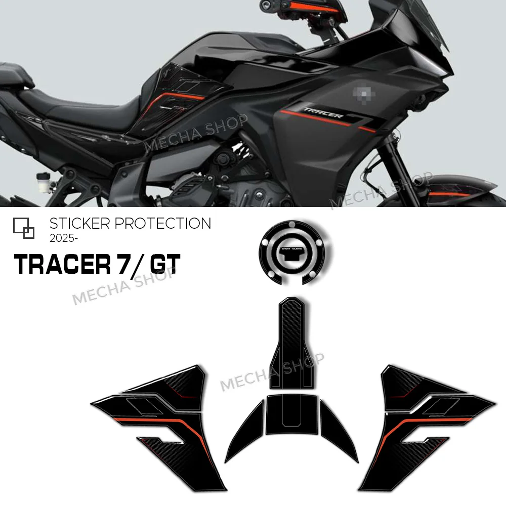 

3D Resin Sticker Protection Kit Motorcycle Accessories for Tracer 7 Tracer7GT 2025 2026 Midnight Black