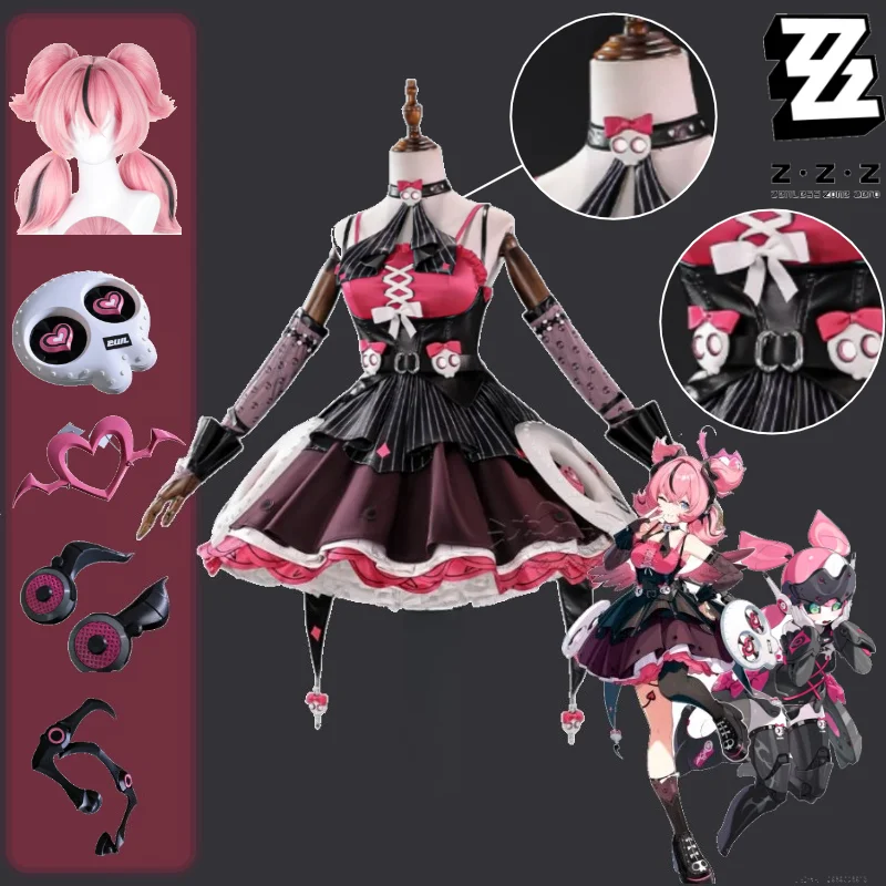 

ZZZ Zenless Zone Zero Aria Cosplay Costume Aria Dissonance Angels of Delusion Dress Headwear Wig Set Comic Con Aria Outfit