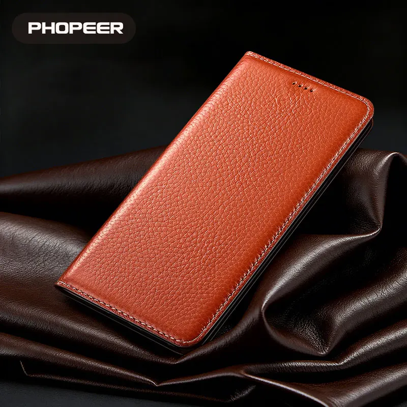 Genuine Leather Case for Huawei Honor Nova 14 13 13i 12S 12i 11 10 9 8 7 6 5 4 3 2  i SE Pro Plus Flip Phone Case lychee grain