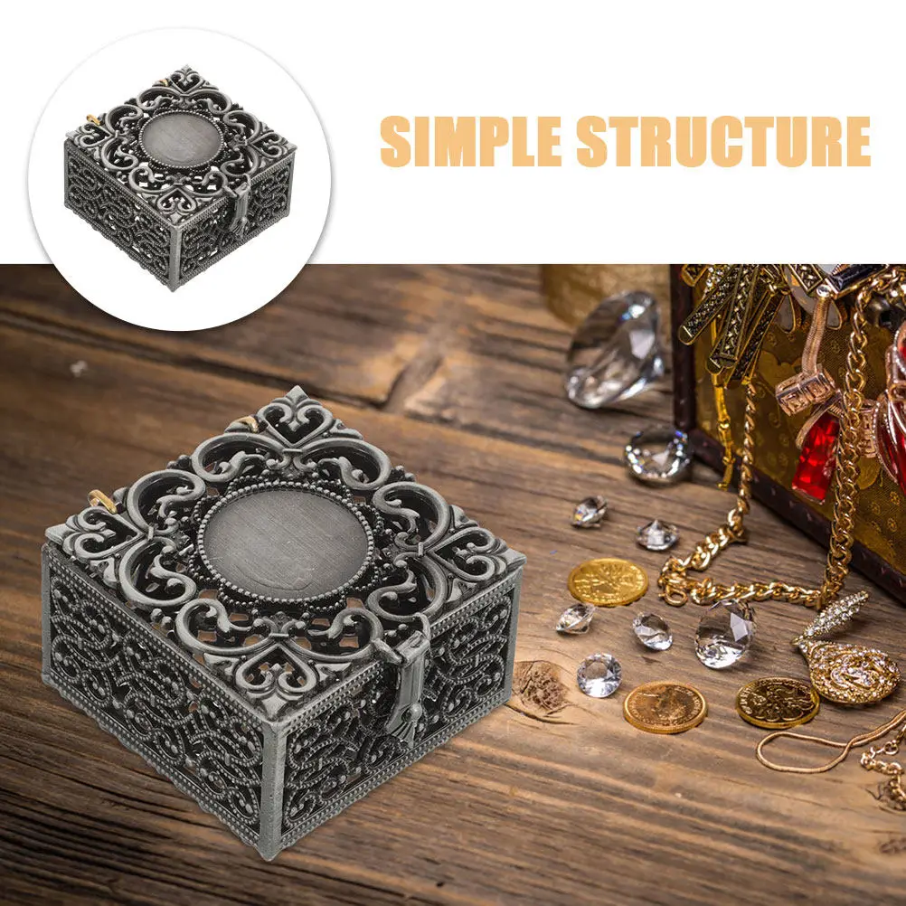 Rosary Present Box Zinc Alloy Hollow Design Vintage Jewelry Organizer Catholic Christian Roman Keepsake Small Trinket Container