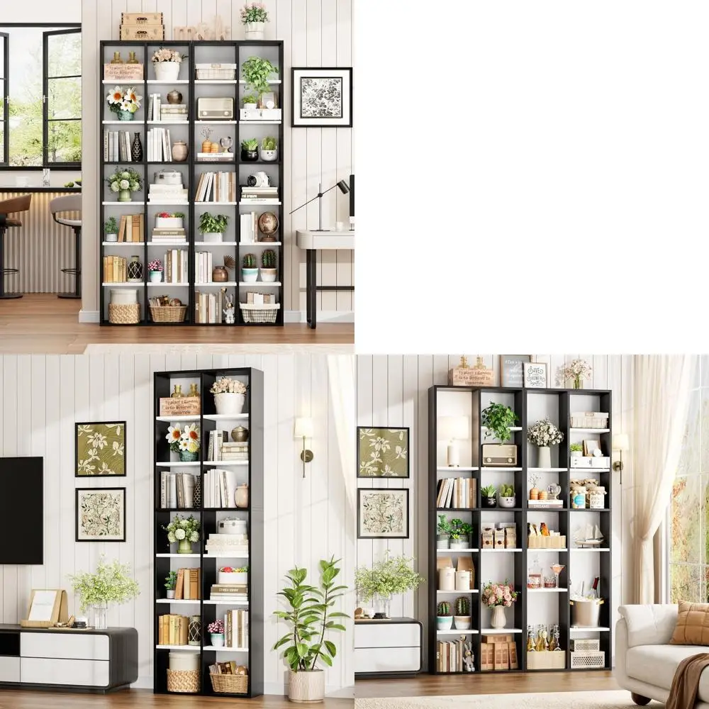 

Двойная широкая стойка для компакт-дисков/DVD Media Tower с регулируемыми полками, высокий узкий книжный шкаф для домашнего офиса, белый/черный