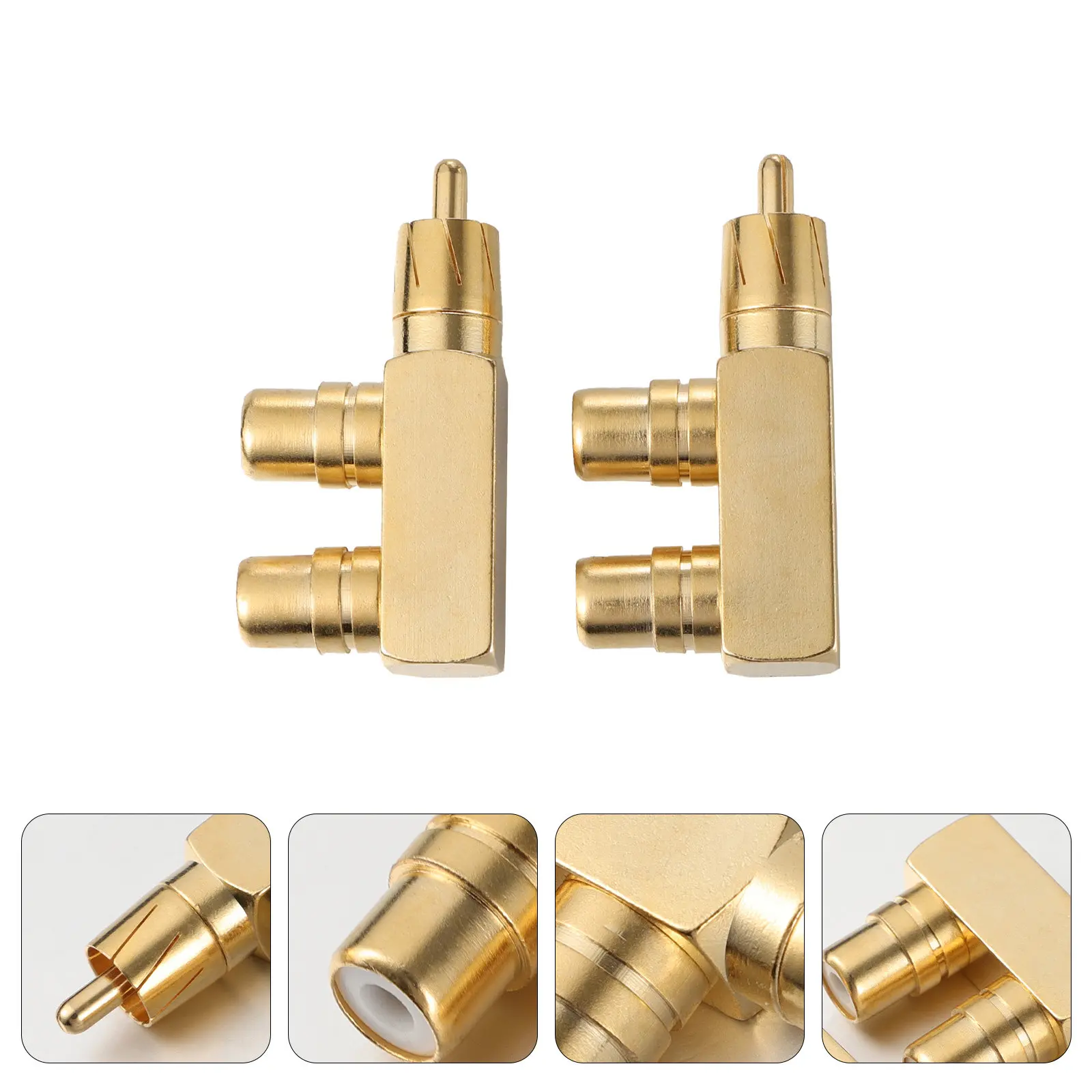 2 Adaptadores Divisores de Áudio em Ângulo Reto de 90 Graus, Conector Divisor de Áudio AV de Cobre para Mixer, Subwoofer e Microfone