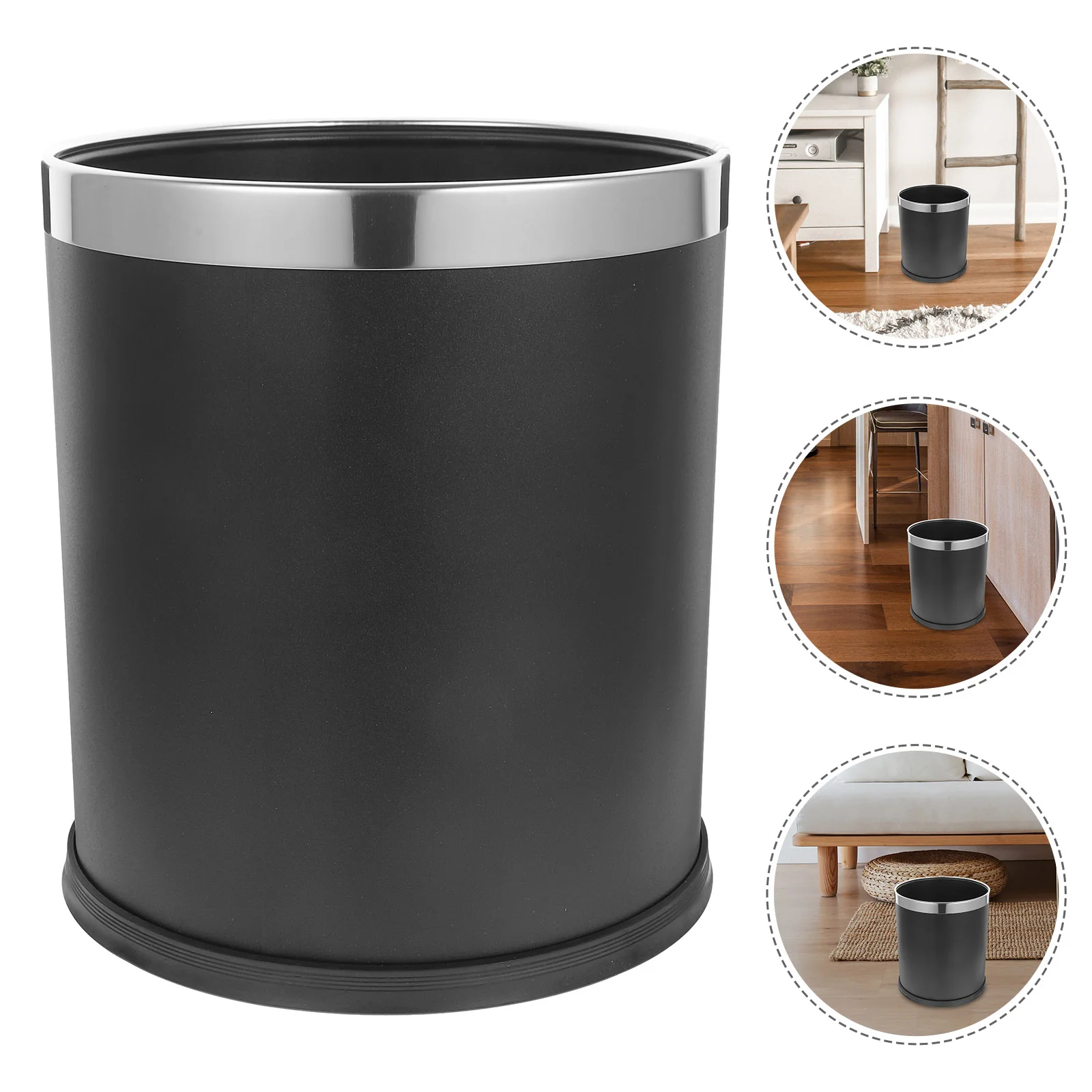 

Garbage Can Metal Trash Office Bin Outdoor Large Basket for Bedroom Bathroom Iron Wastebasket