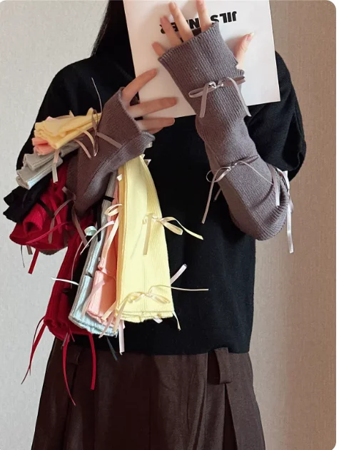 

Осень-зима 2022, новые японские вязаные теплые шерстяные перчатки в стиле Лолиты с рукавами-бабочками для девочек, чехол для ног для женщин