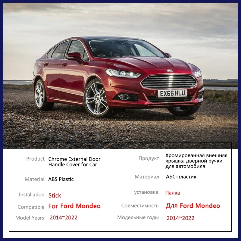 For Ford Mondeo Fusion MK4 3th CD391 2014~2022 Luxuriou Gloss Black Outer Door Handle Cover Styling Sticker Trim Car Accessories - view 2