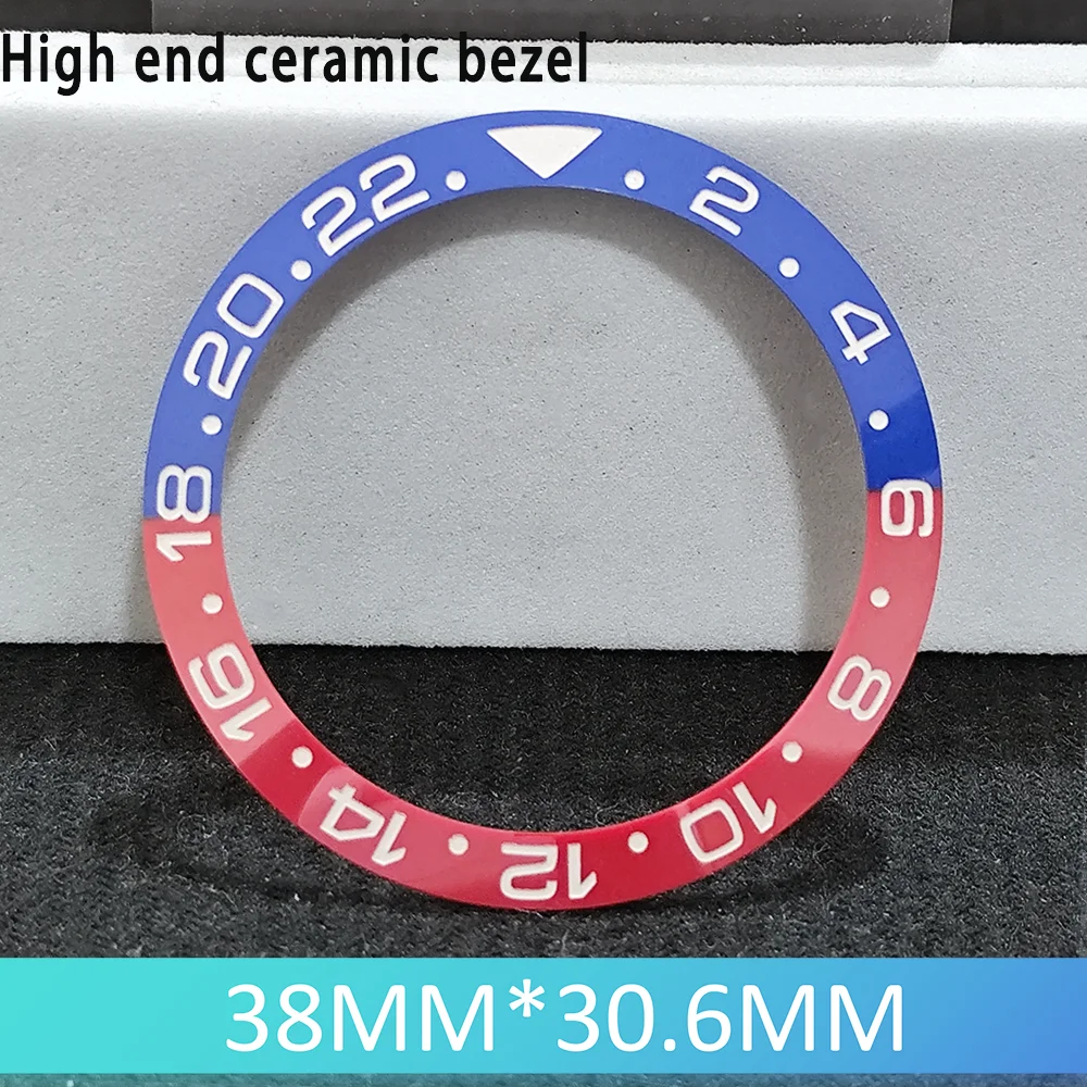 Inclinación de 38mm x 30,6mm, cerámica/aluminio de buceo de alta calidad, 1 Uds., inserto de bisel para NH35 NH34 NH36, bisel de reloj GMT de movimiento automático