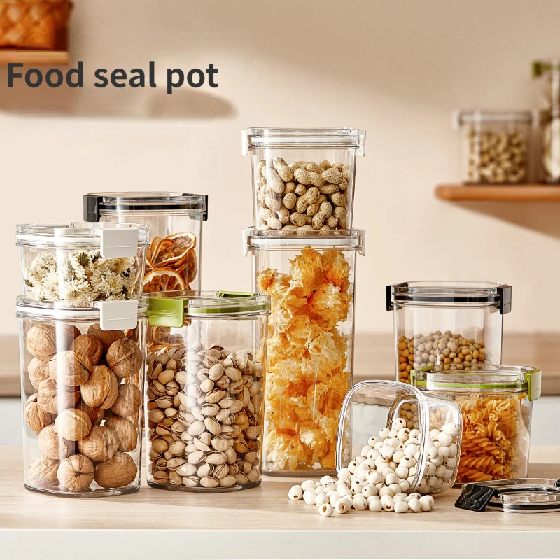 Food Storage Tank, Sealed Jars with Lid, Multigrain Box Bottle, Dried Fruit Tea Containers, Kitchen Container, 460-1800ml