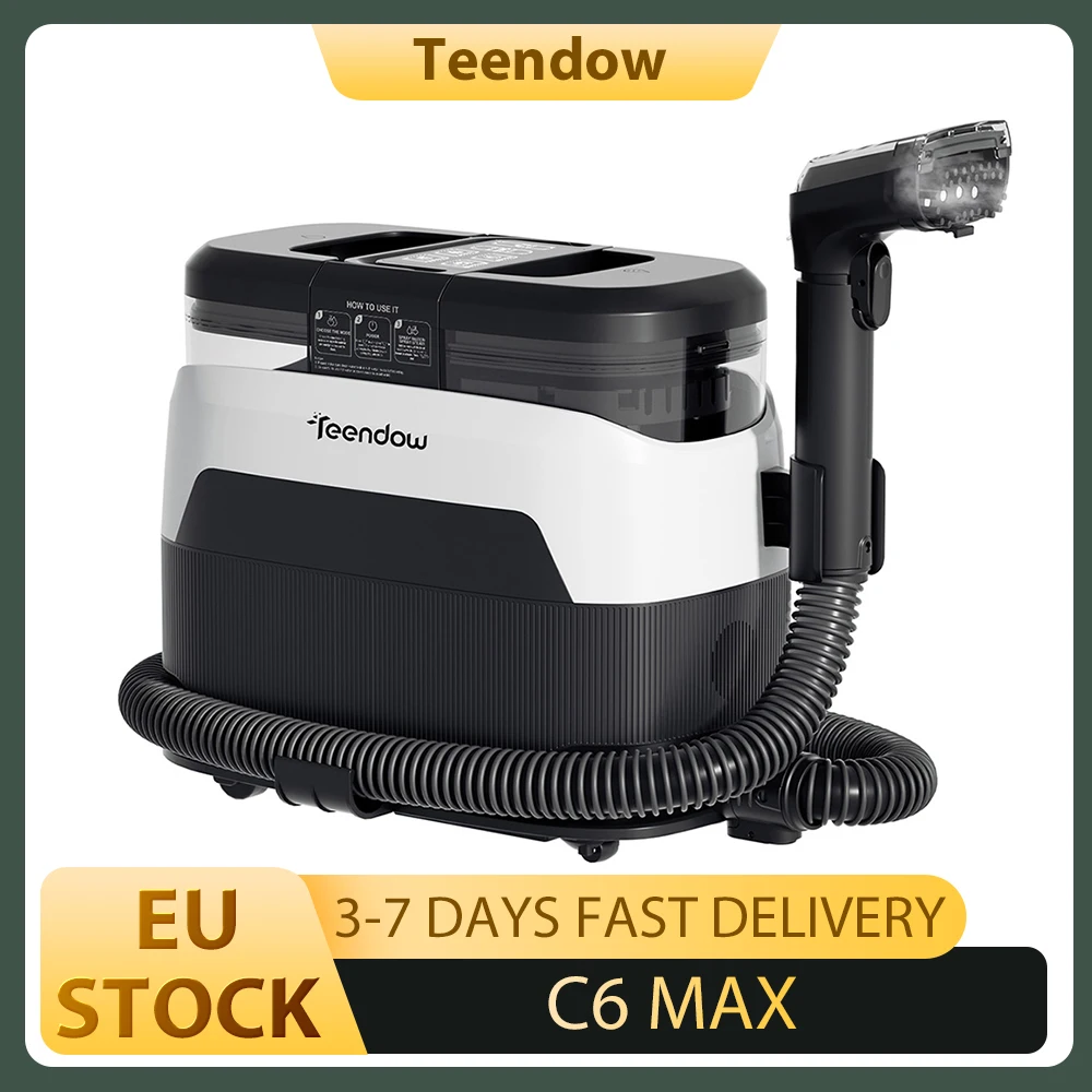 Teendow C6 MAX 3-In-1 Upholstery and Carpet Cleaner, 1650W Steam, 12000Pa Suction, Dual Tanks, Pet-Friendly, Multiple Nozzles