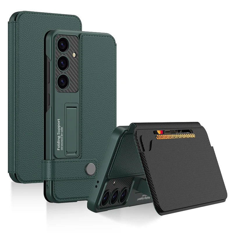

Deluxe Leather Phone Case For Samsung Galaxy S24 PLUS Wallet case Galaxy S24 Ultra S23 ultra Card bag phone Cover with bracket