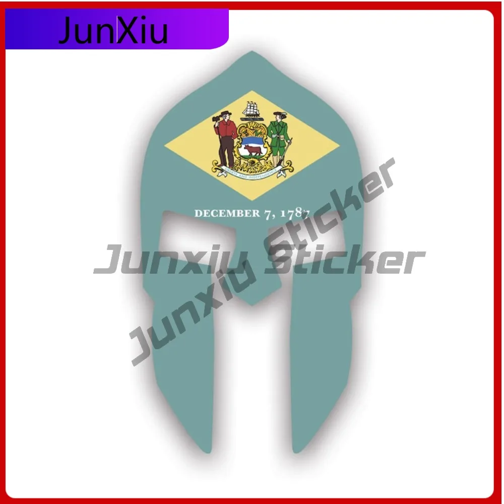 Delaware Flag Spartan Helmet Stickerwaterproof Outdoor Anime Car Waterproof Vinyl Decal For Mobile Phones Protection Outdoor