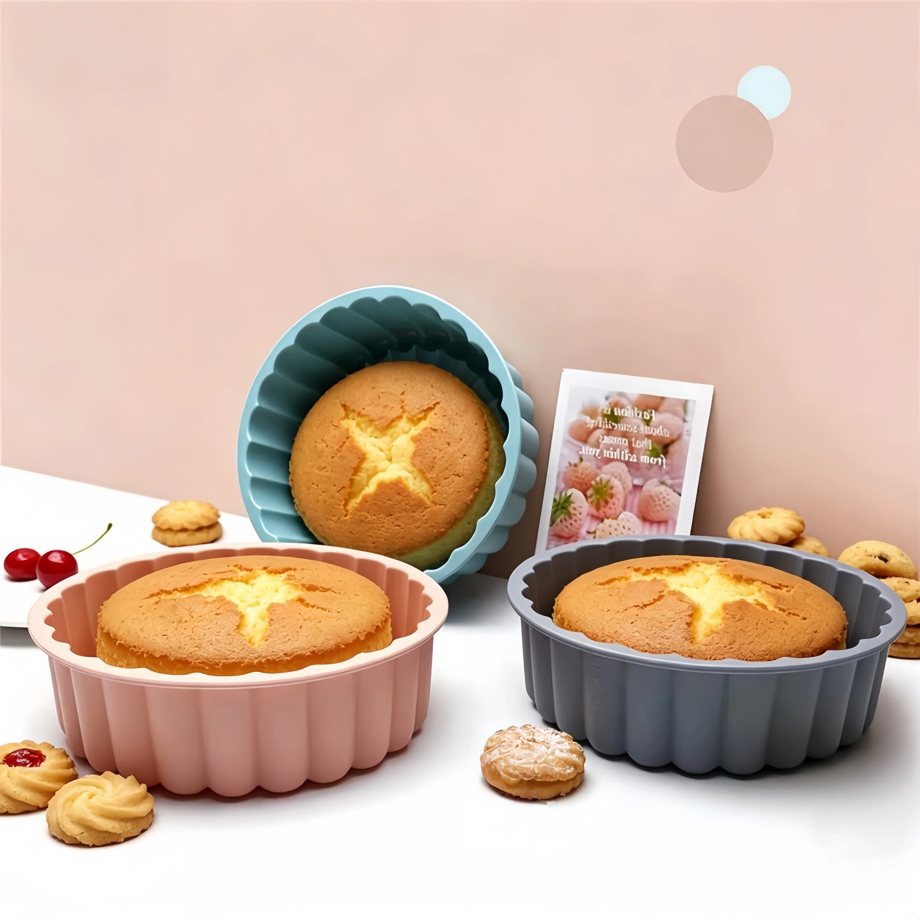 Forma de Silicone para Bolo em Forma de Girassol, Antiaderente, Reutilizável, Redonda, Usada para Bolo de Chocolate, Torta e Pão