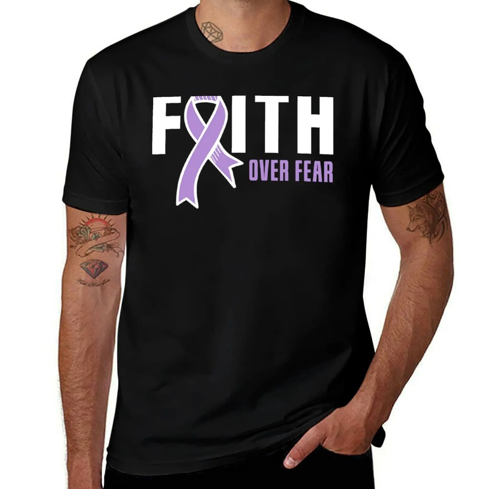 

Cystic Fibrosis Faith Fear God Cystic Fibrosis Warrior T-Shirt Tough Fabric Work Tee