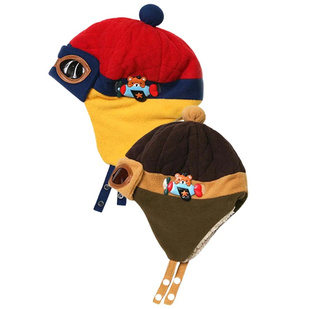 

2 шт., детские шапки-пилот, утолщенные теплые хлопковые шапки, портативные удобные зимние детские шапки, детская шапка, декоративная детская шапка