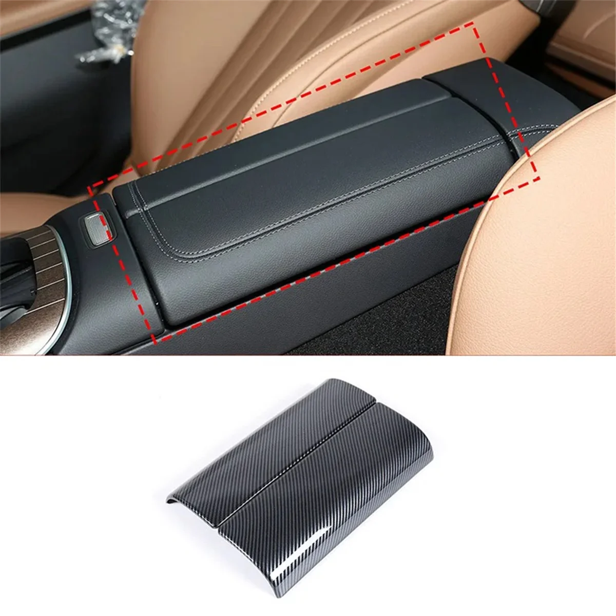 

Center Console Armrest Box Panel Cover for Mercedes Benz E Class W214 2024 Interior Accessories Carbon FiberHUG