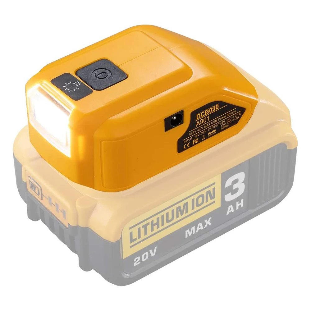 

Power Source Charger Battery Converter Converter Replacement With Bulb Controller For DEWALT 14.4V/20V LED 140lm