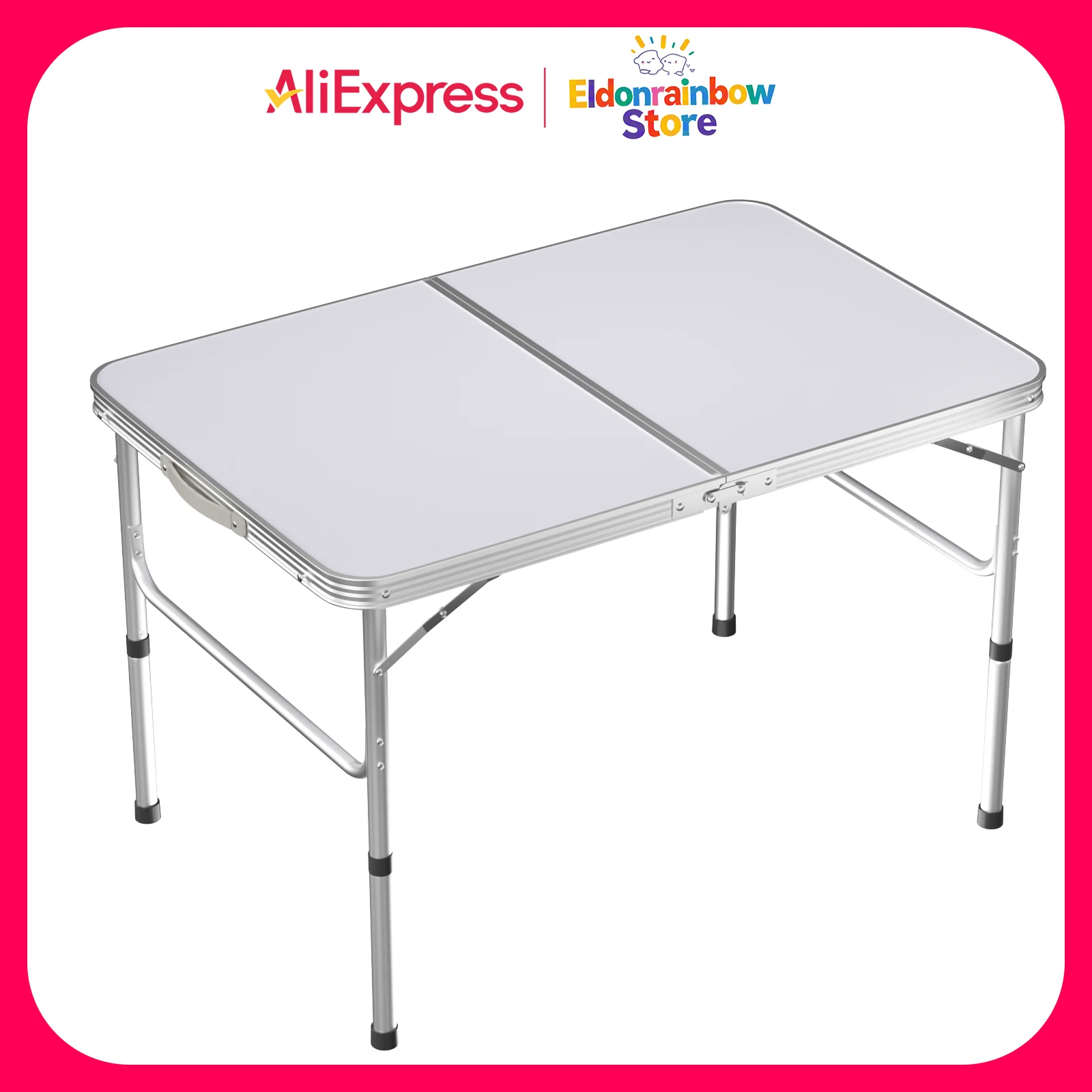 3FT/90cm Klapptisch Leichter tragbarer Campingtisch, rutschfeste Gummifüße, hochwertiger faltbarer Tisch aus Stahl und Aluminium