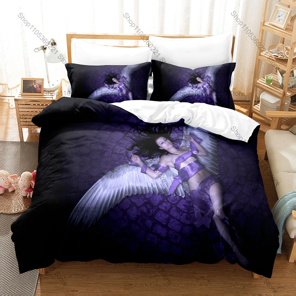 Guardian Angel Wings Spiritual Religious Art HD Print Bedding Set Duvet Cover + 2 Pillowcases Polyester Christian Bedroom Decor