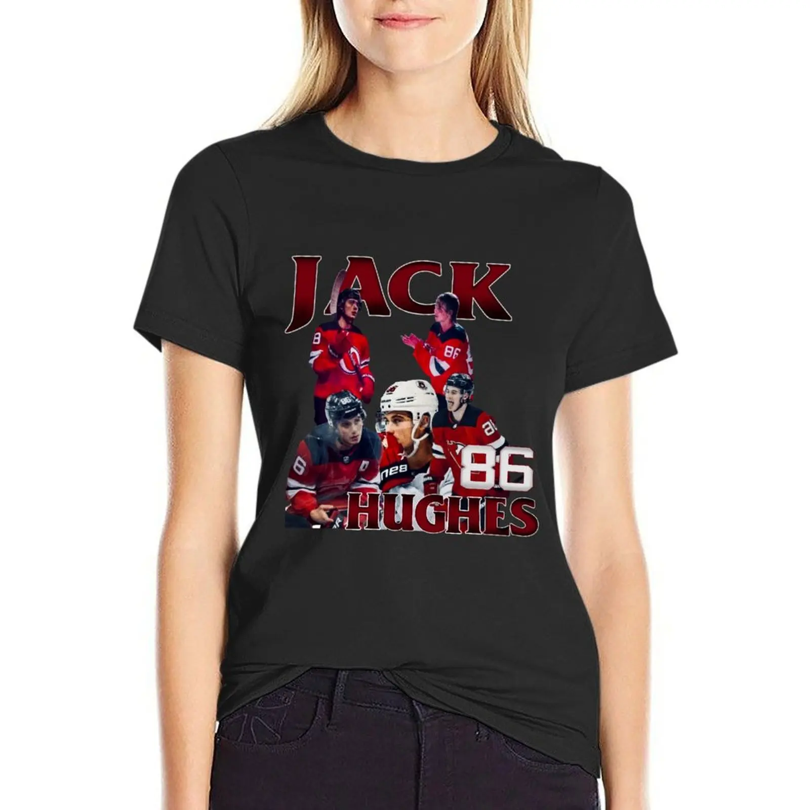 Jack Hughes American Hockey T-Shirt sports fans anime western t-shirt dress for Women