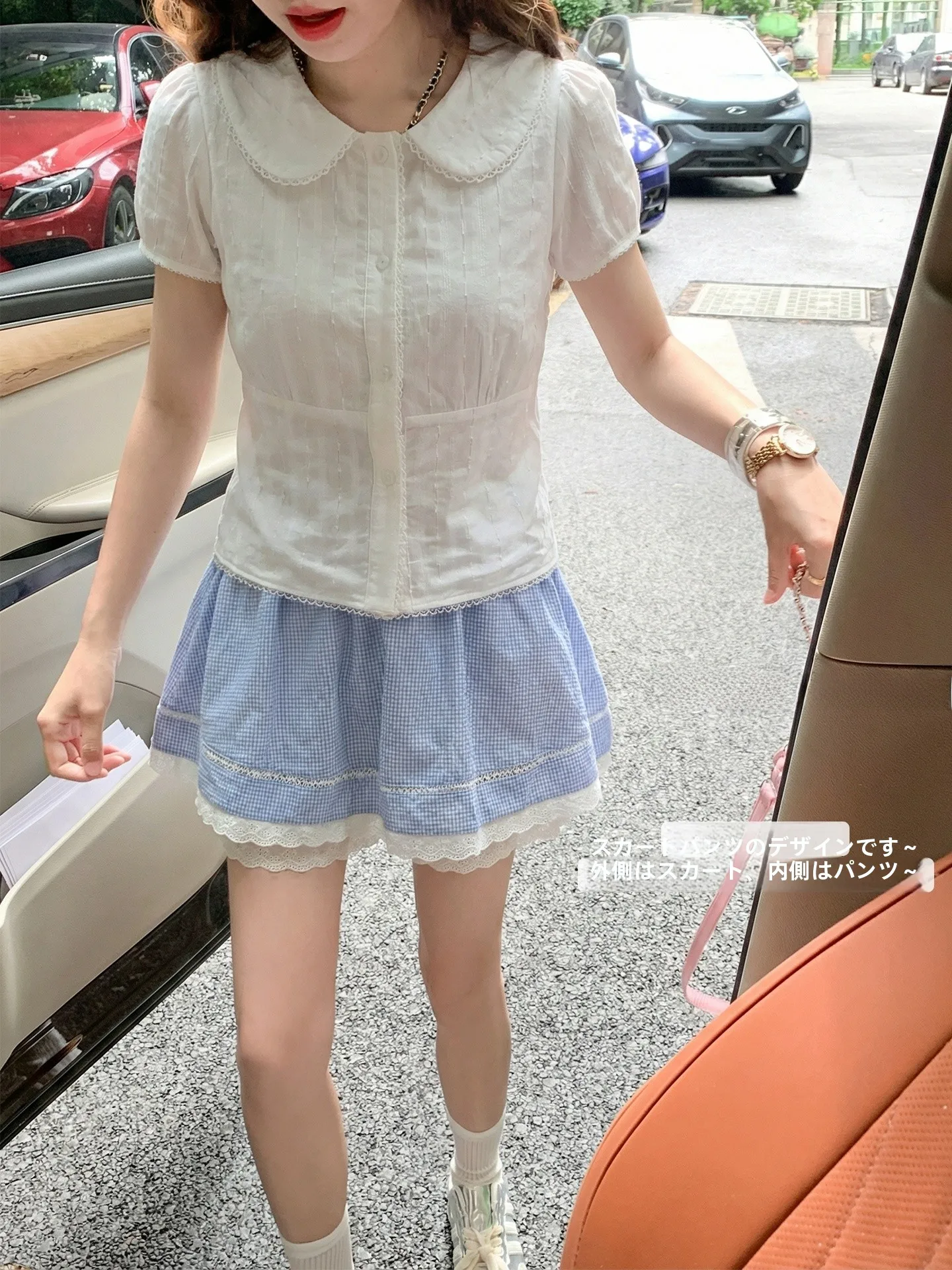 

Korean Style Lace Trim A-Line Skirt Women's Summer New Sweet Style Half Skirt High Waist Elastic Waist Short Skirt