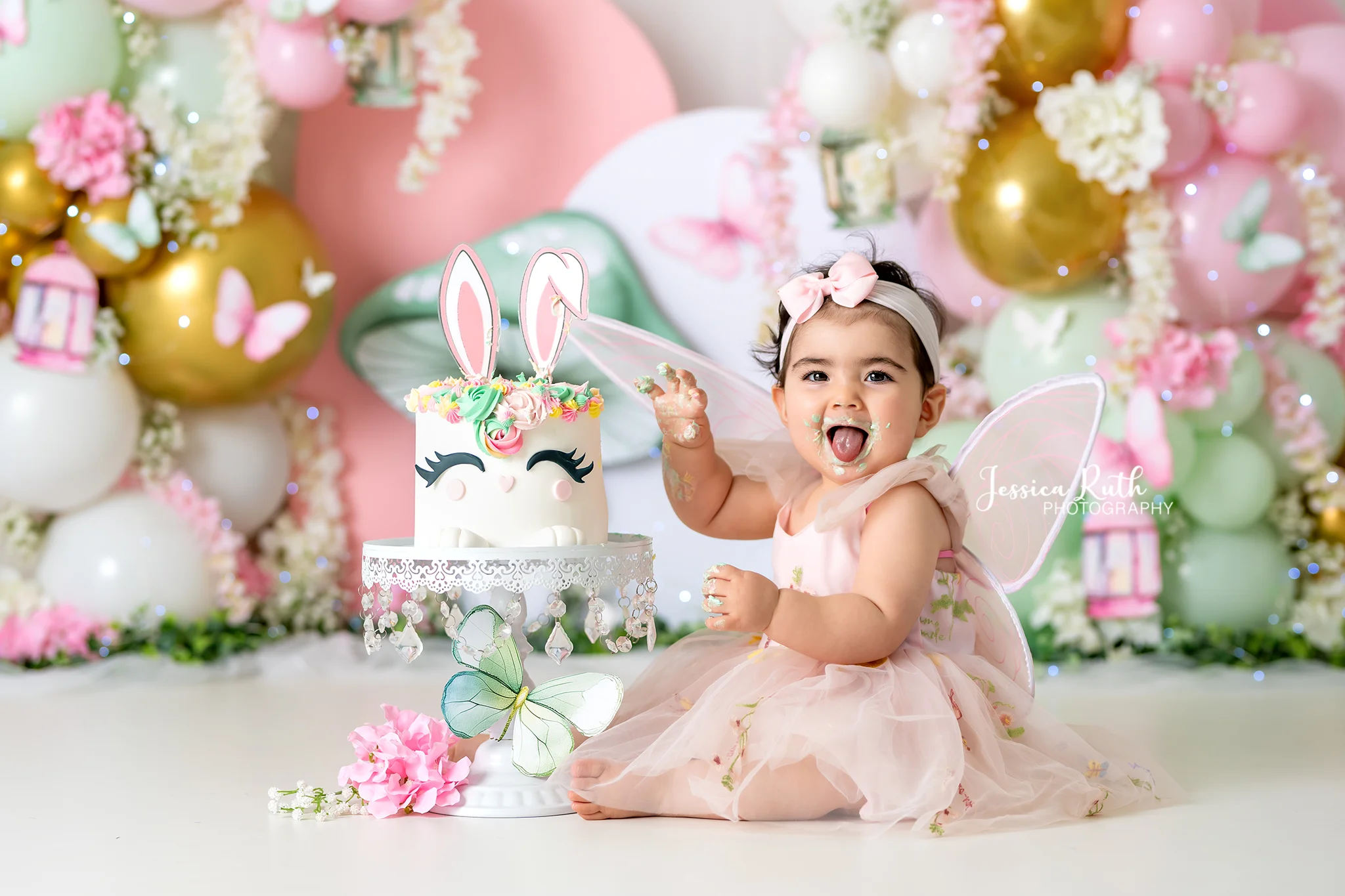 Floral Fairy Balloons Backdrops Kids Newborn Birthday Cake Smash Photocall Props Wonderland Flower Mushroom Garden Backgrounds