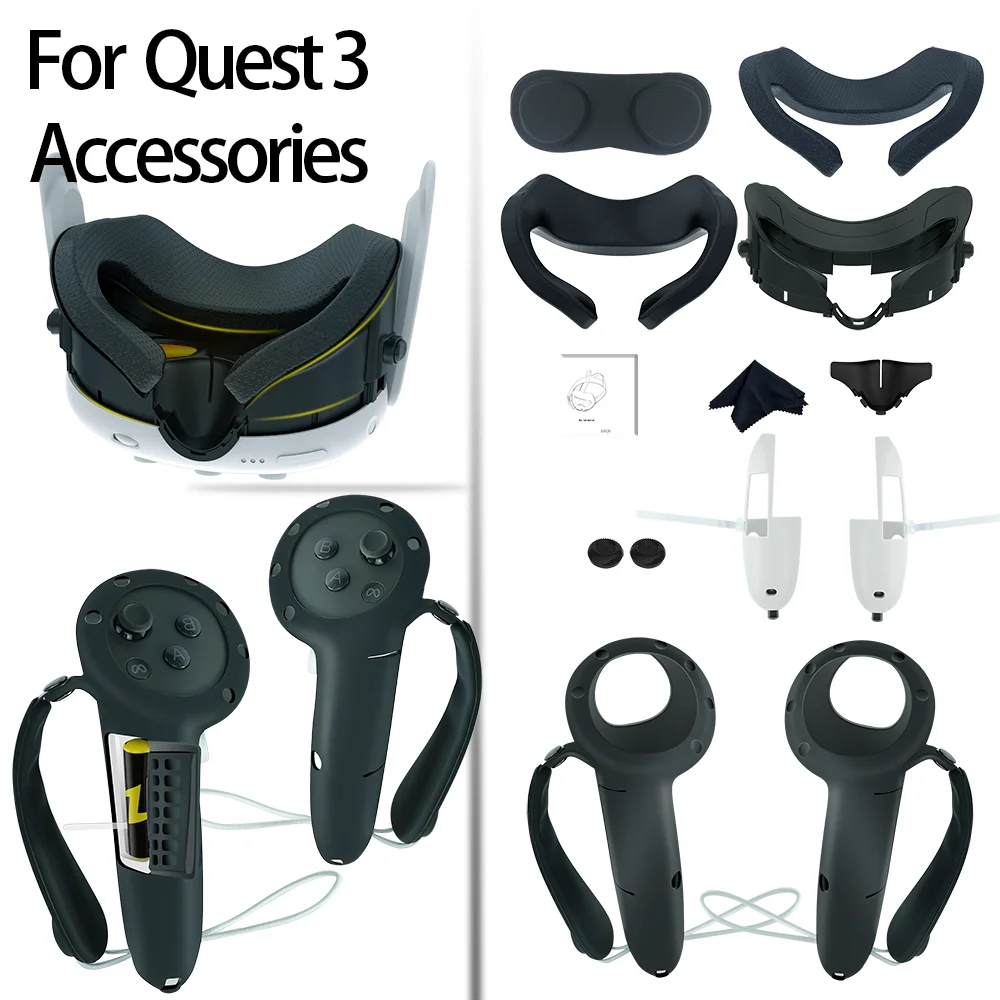

Сменный Набор для Meta quest 3 сменный кронштейн маска для лица Расширенный Противоскользящий контроллер защитный набор