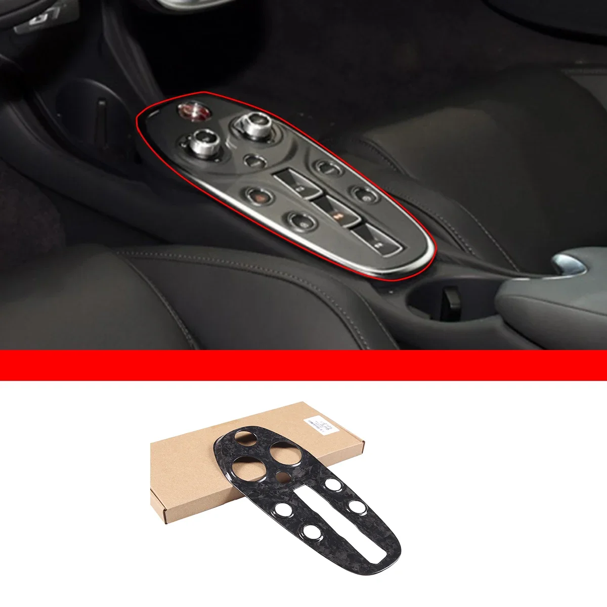 For McLaren GT 2019 2020 2021 2022 Real Carbon Fiber Car Central Control Gear Panel Frame Cover Trim Sticker Car Accessories