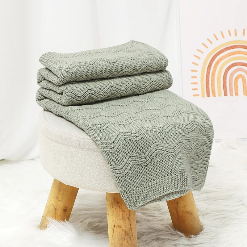 Baby Blankets 100*80CM Newborn Stroller Swaddling Warp Super Soft Fashion Solid Striped Infant Girl Boy Bedding Plaid Quilt Knit