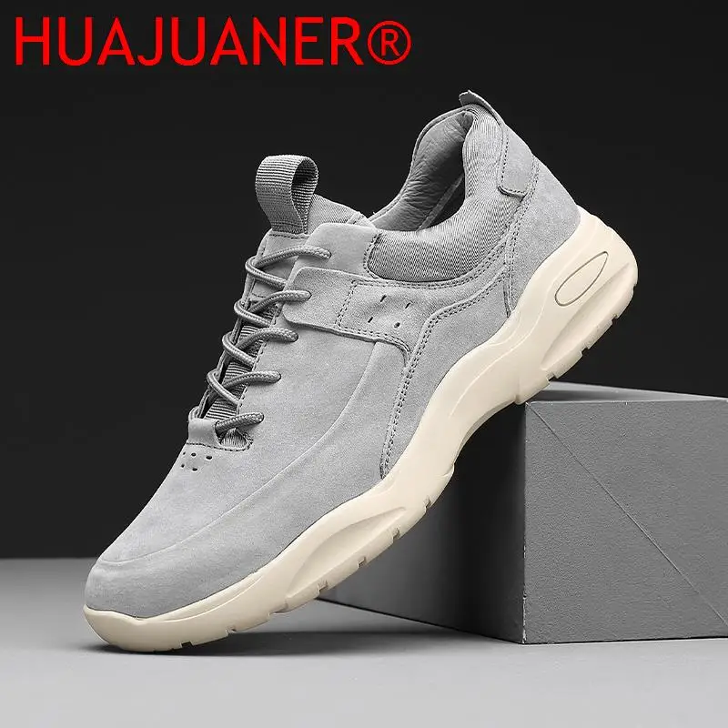 New Mens Shoes High Quality Suede Leather Casual Footwear Mens Sneakers Man Vintage Luxury Lace-up Antiskid Male Shoe Designers