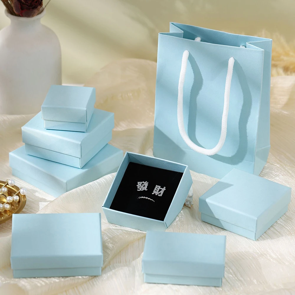 20pc Simple Luxury Black Paper Jewellery Display Case Set