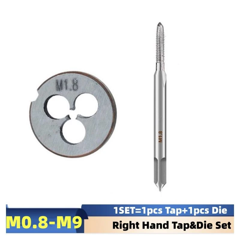 

1Set Metric Screw hand tap and die Set suit M0.8M0.9M1M1.1M1.2M1.4M1.5M1.6M1.7M1.8M2M2.2M2.3M2.5M2.6M3M3.5M4M4.5M5M6M7M8M9